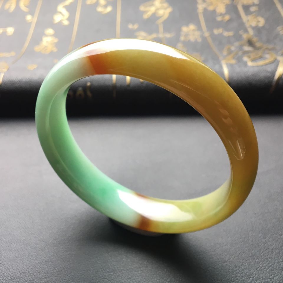 糯冰种黄加绿手镯(54.5mm)