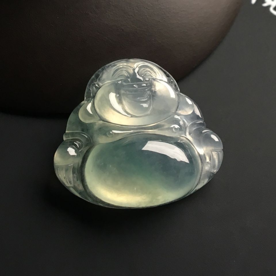 冰种淡晴水玉佛挂件