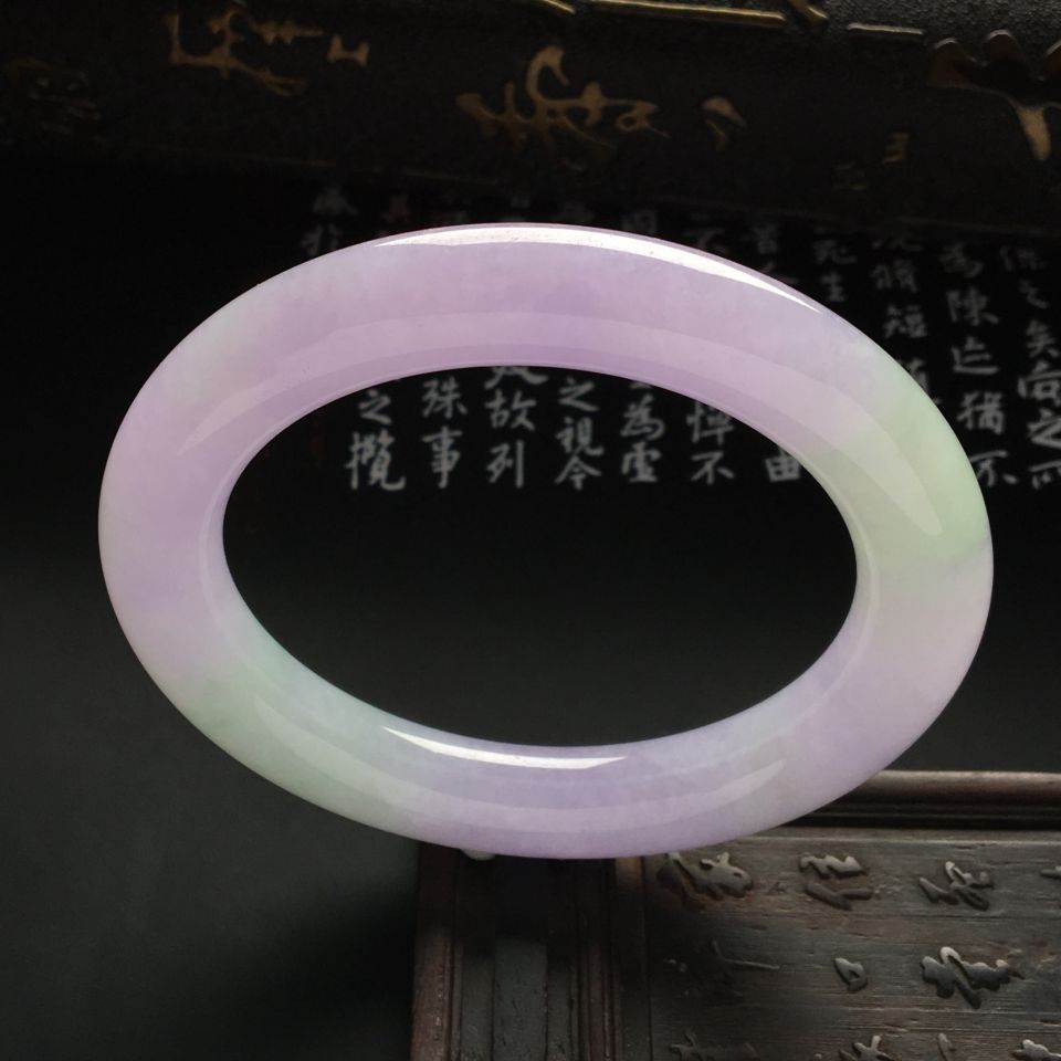 糯冰种紫罗兰圆条手镯(56mm)