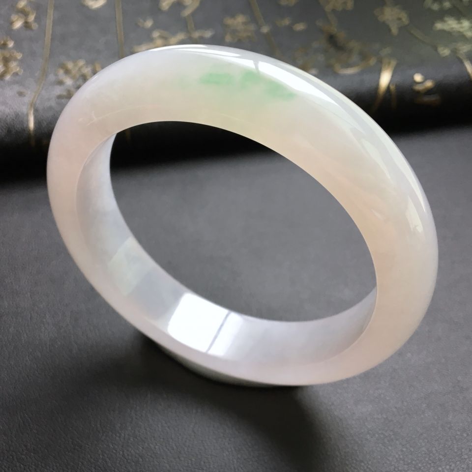 糯冰种略飘花手镯(54.8mm)