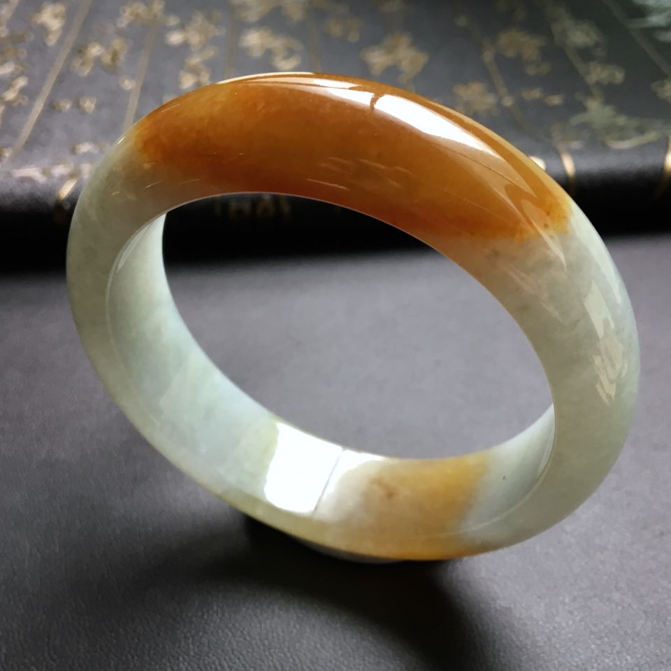 糯冰种褐黄翡手镯(56.5mm)