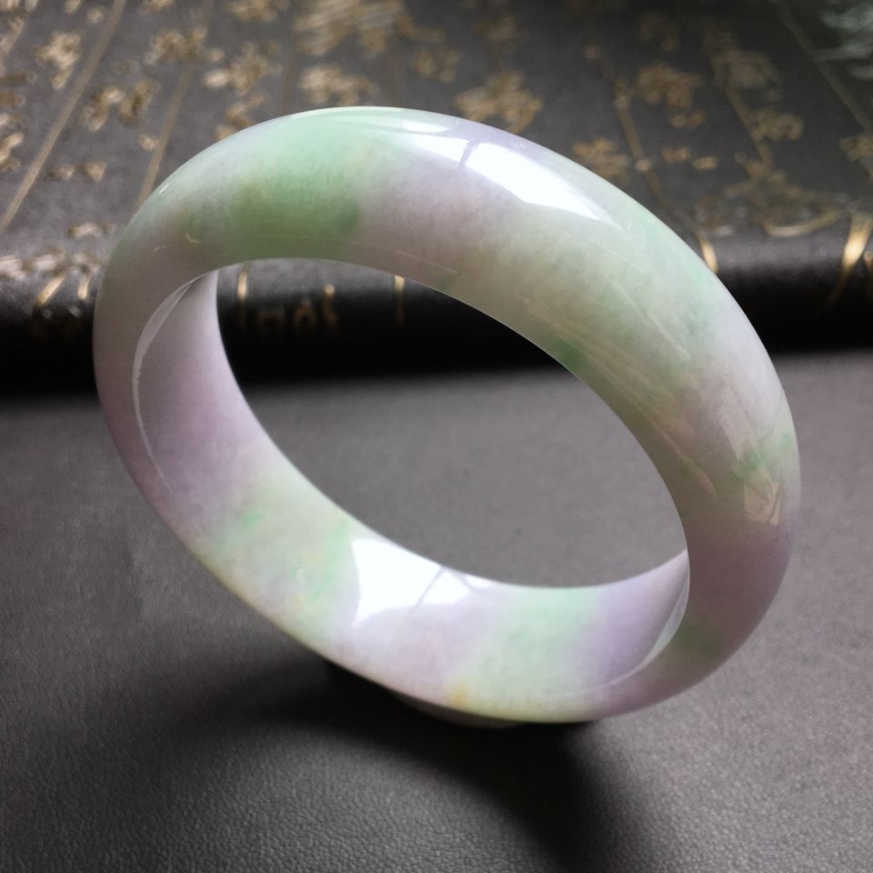 糯冰种春带彩手镯(58.2mm)