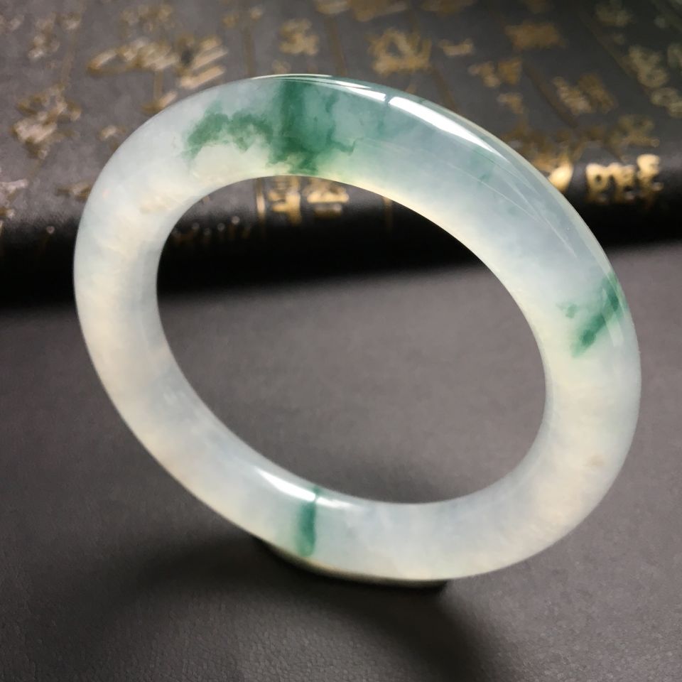 冰种飘花圆条手镯(53.5mm)