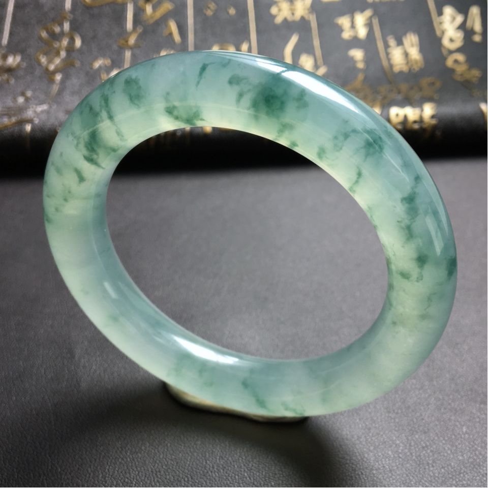 冰种飘花圆条手镯(57.5mm)