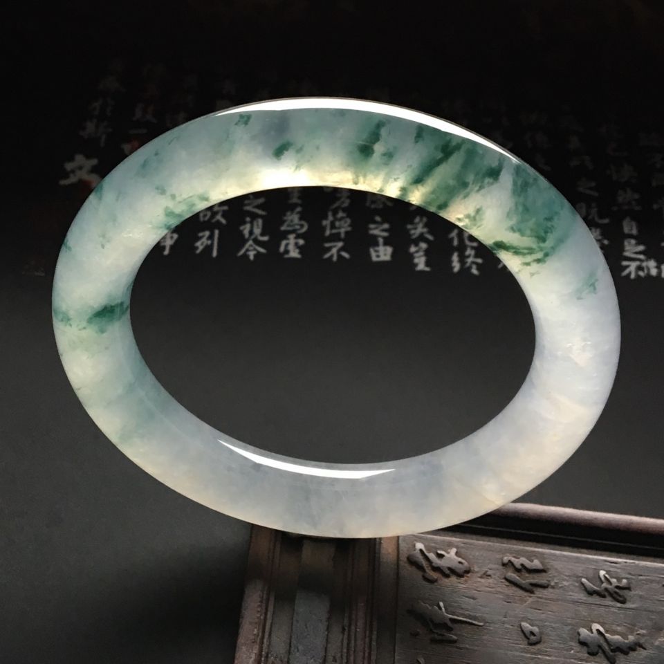 冰种飘花圆条手镯（56mm）