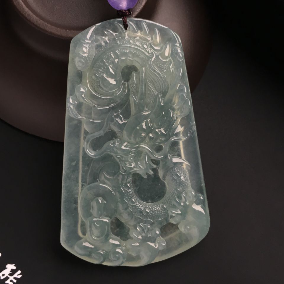 冰种晴水龙牌挂件