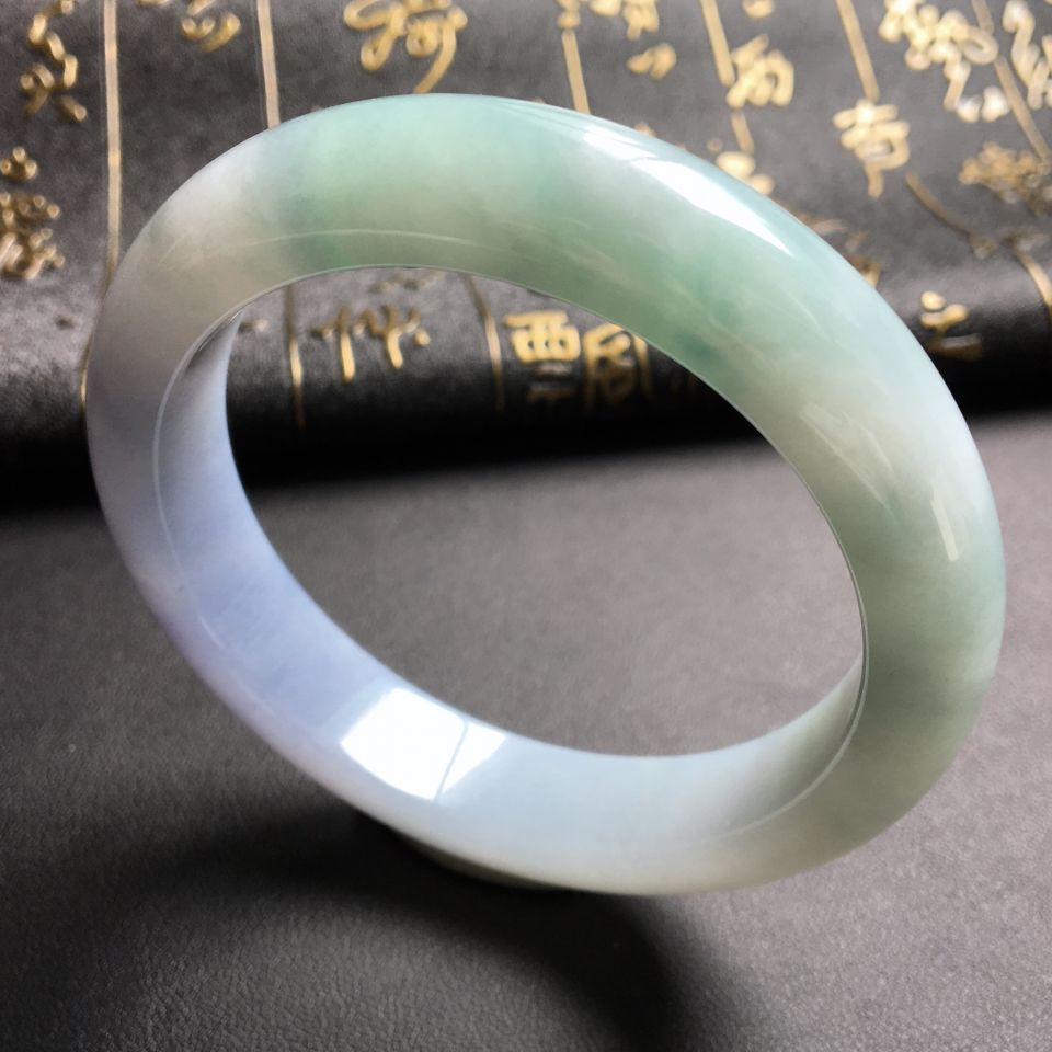 糯冰种紫罗兰飘花手镯(59.6mm)