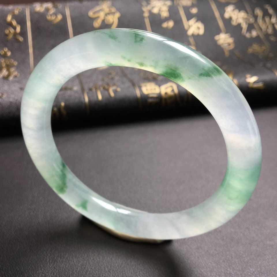 冰种飘花圆条手镯(55.2mm)