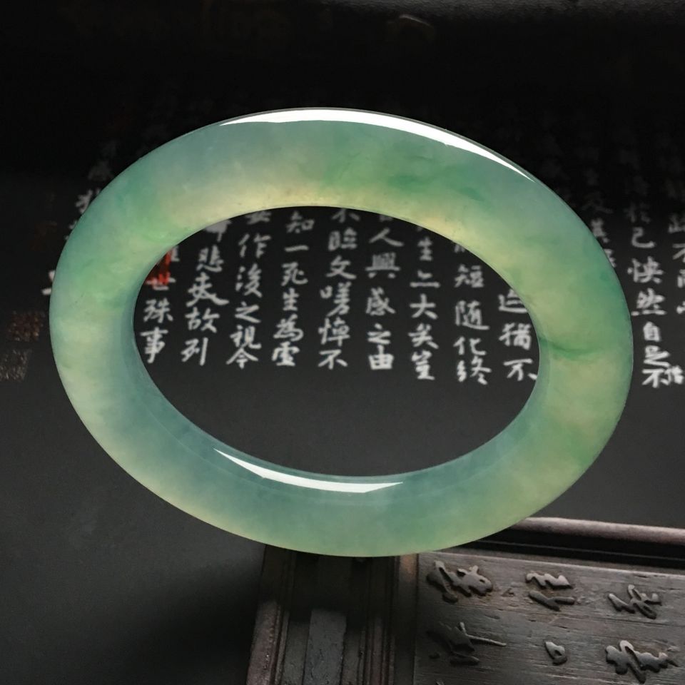 冰种飘花圆条手镯（54mm）