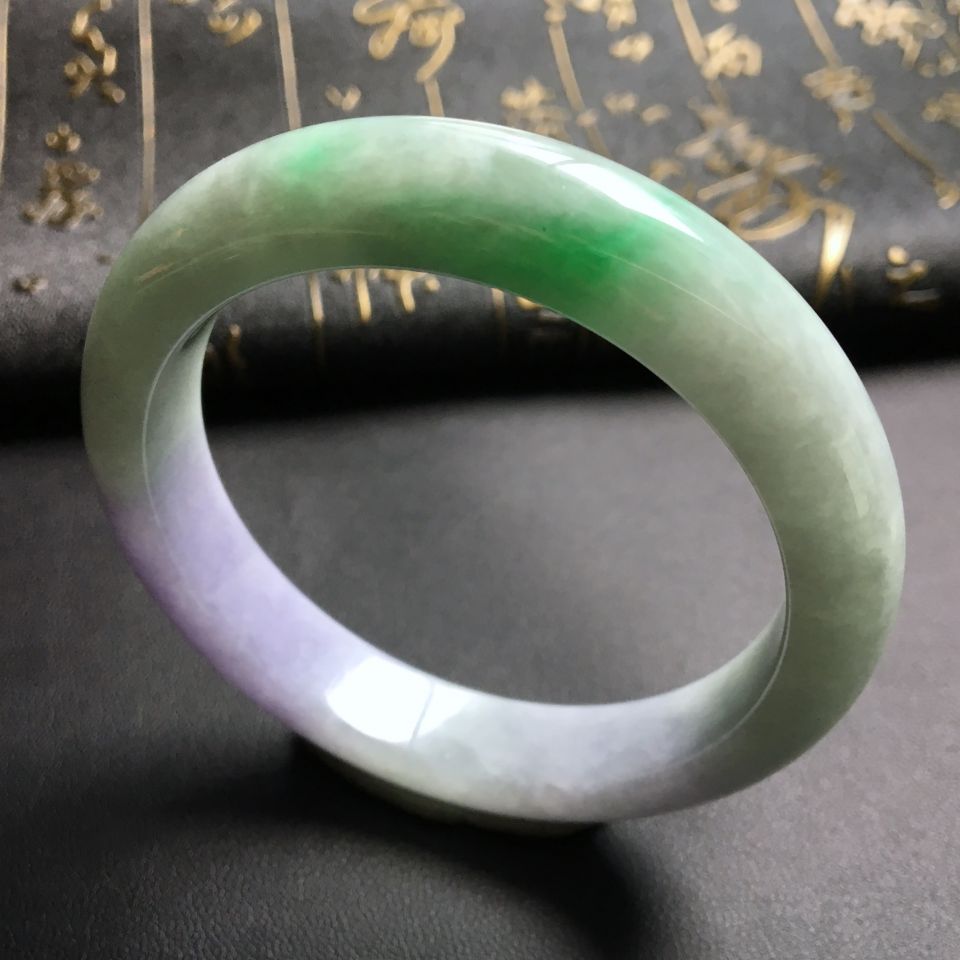 糯冰种春带彩手镯(55.5mm)