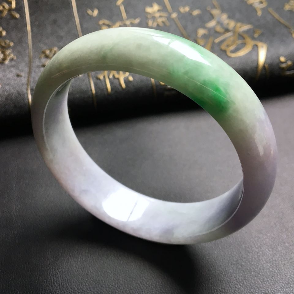 糯冰种春带彩手镯(55.5mm)