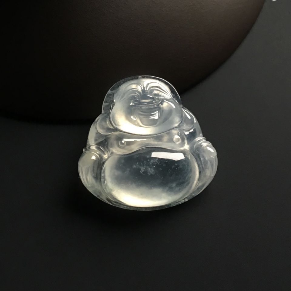 冰种淡晴水玉佛挂件