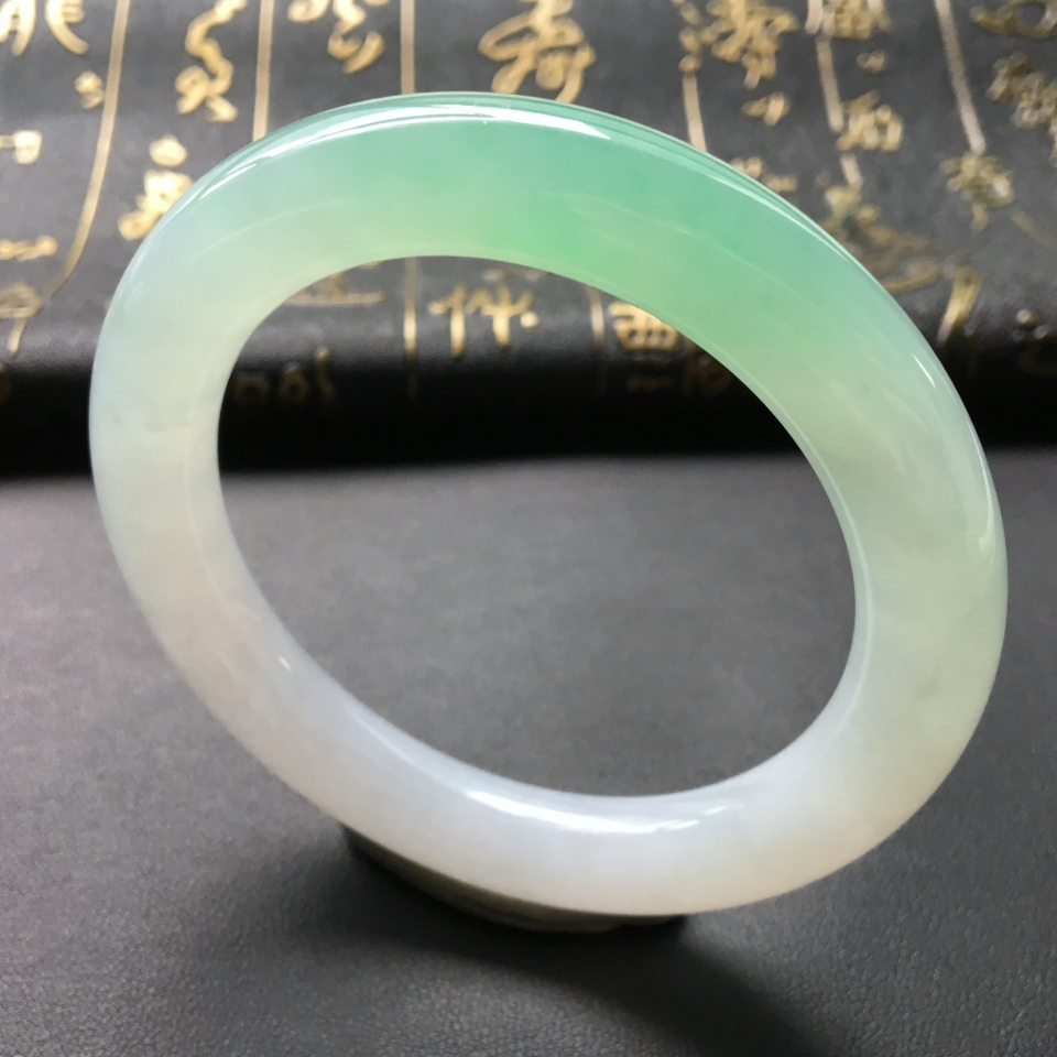 糯冰种绿晴水圆条手镯(56.5mm)