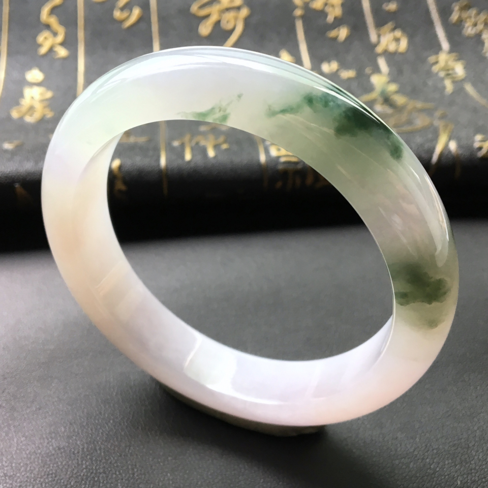 糯冰种飘花手镯(57mm)