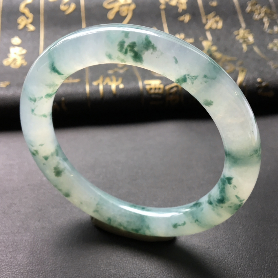 冰种飘花圆条手镯(55.4mm)