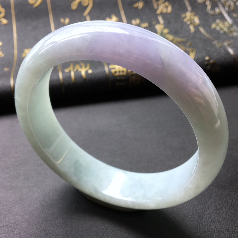 糯冰种晴水淡紫罗兰手镯(60.5mm)