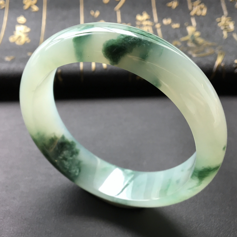 糯冰种飘花手镯(57.5mm)