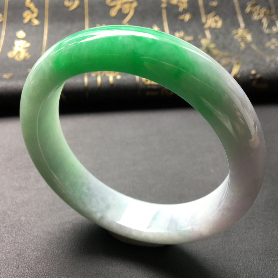 糯冰种飘翠手镯(57.5mm)