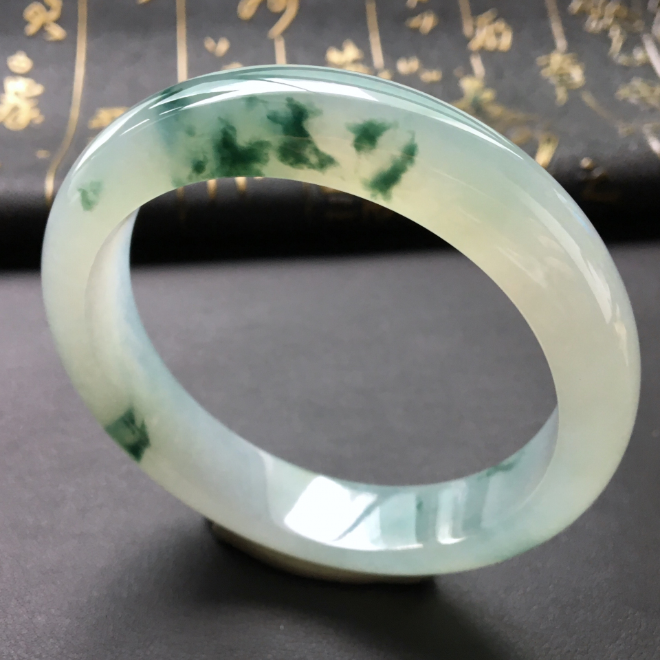 糯冰种飘花手镯(58.5mm)