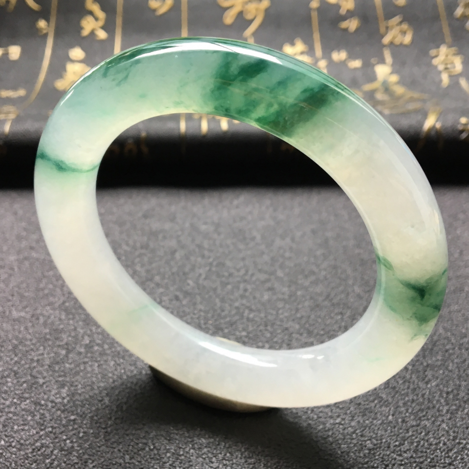 冰种飘花圆条手镯(54.5mm)