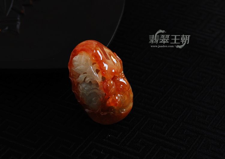 糯冰种红黄翡缅甸翡翠“金玉满堂”挂件