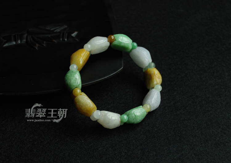 细糯种三彩缅甸翡翠富贵长寿龟壳手链
