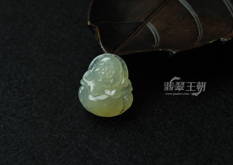 冰种翡色缅甸翡翠笑佛挂件