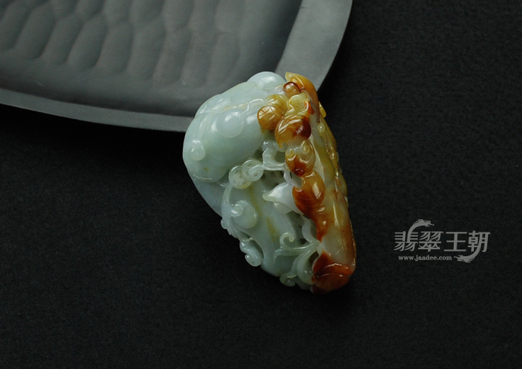 细糯种红黄翡缅甸翡翠“福寿连钱”手玩件