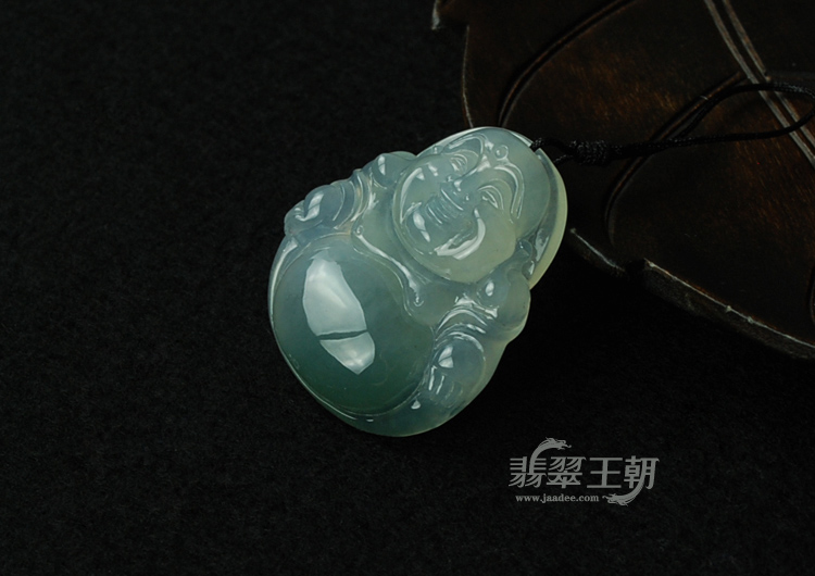 冰种晴水缅甸翡翠笑佛挂件