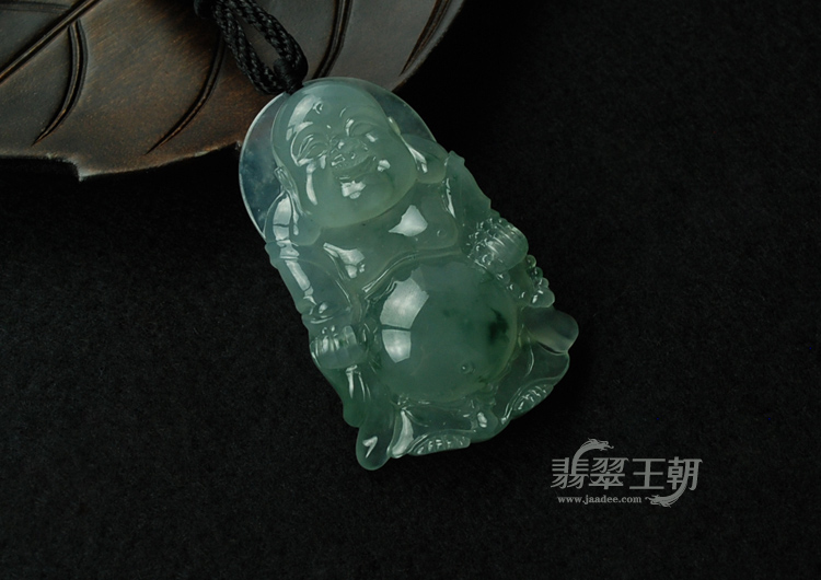 冰种飘花缅甸翡翠站佛挂件