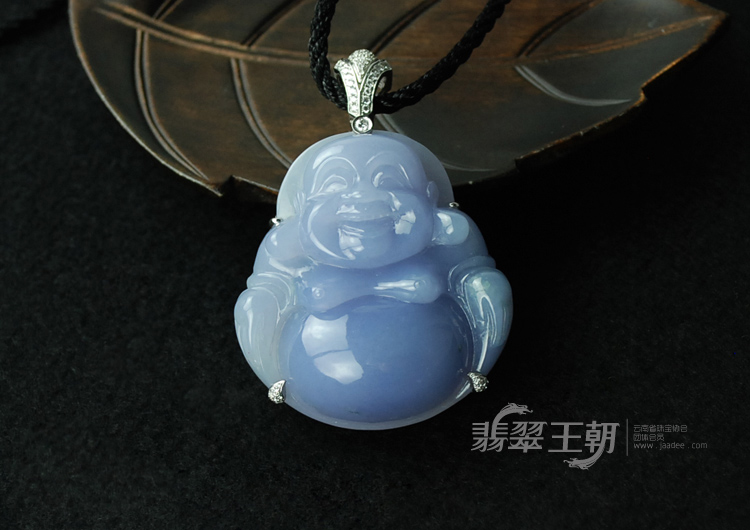糯冰种包金紫罗兰缅甸翡翠玉佛挂件
