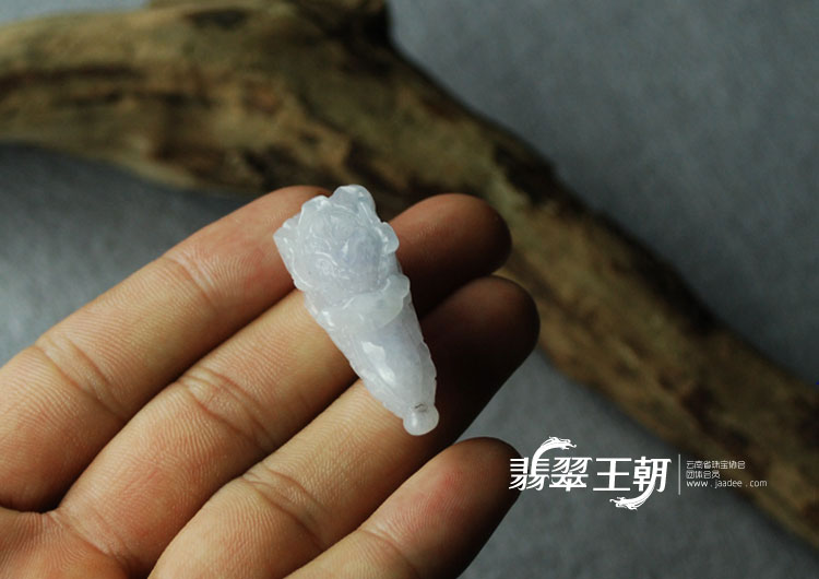糯冰种紫罗兰缅甸翡翠白菜挂件