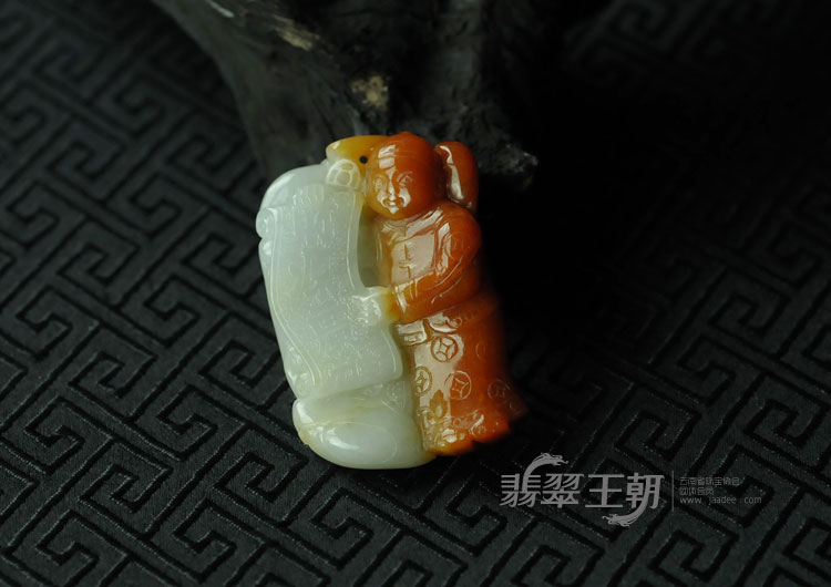 细糯种红翡缅甸翡翠“招财童子”挂件