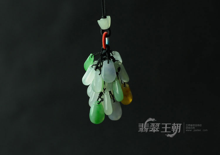 冰种三彩缅甸翡翠钱袋手机链