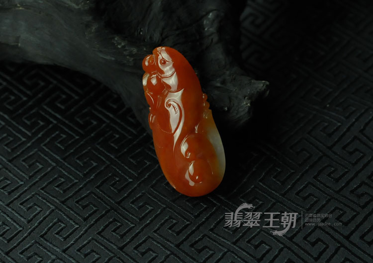 糯冰种红翡缅甸翡翠英明福寿挂件