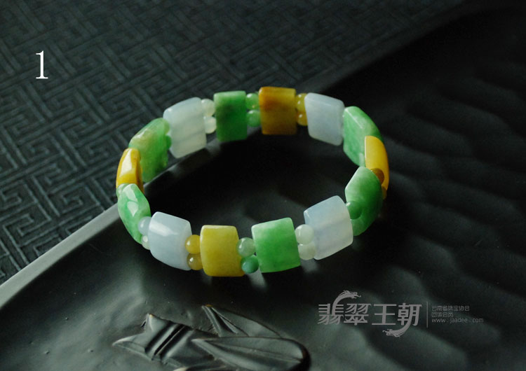 糯冰种缤纷缅甸翡翠手链（单条）