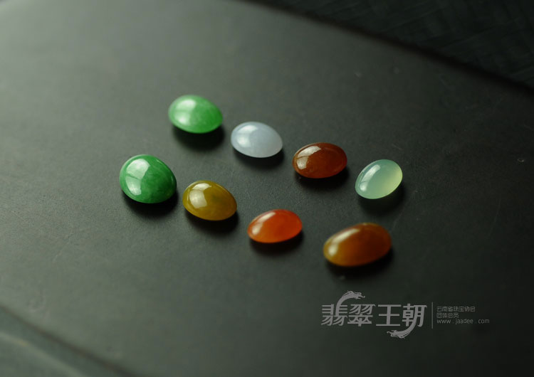 糯冰种七彩缅甸翡翠8颗戒面（一批走）