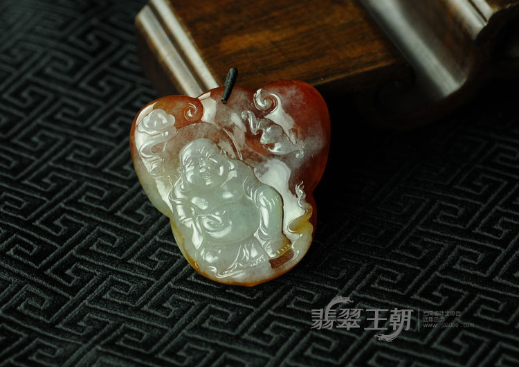 冰种三彩缅甸翡翠玉佛挂件
