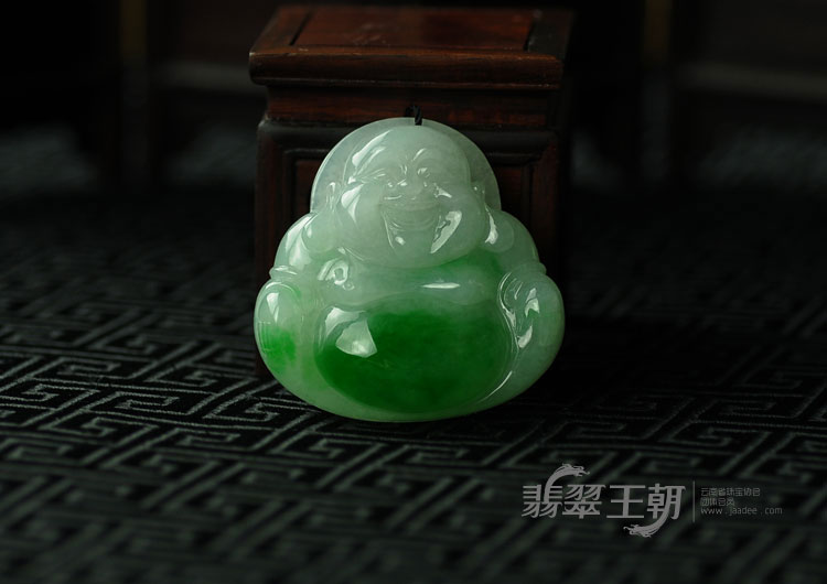 糯冰种正阳绿缅甸翡翠玉佛挂件