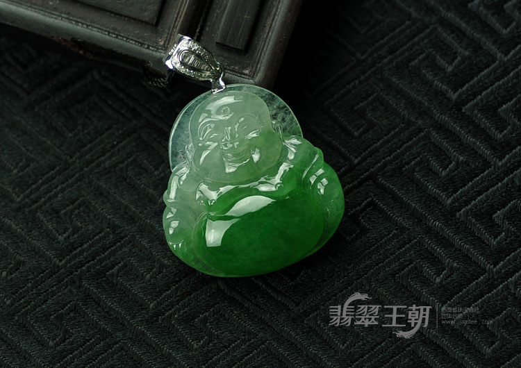 冰种正阳绿缅甸翡翠玉佛挂件