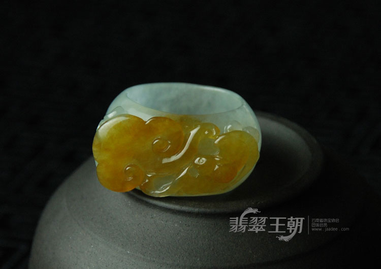 冰种黄翡缅甸翡翠福如意指环