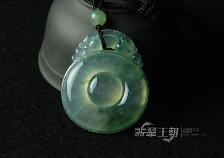 冰种飘花缅甸翡翠福在眼前挂件