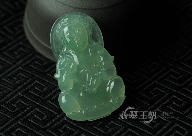 冰种晴水缅甸翡翠观音挂件