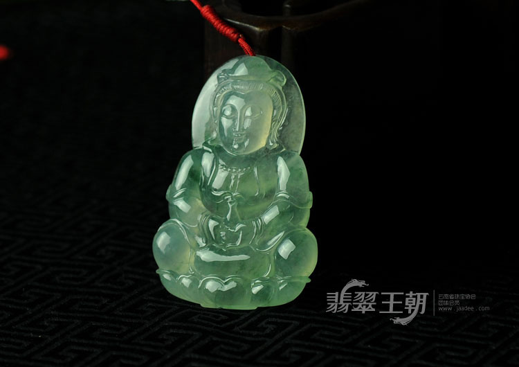 冰玻种飘花缅甸翡翠观音挂件