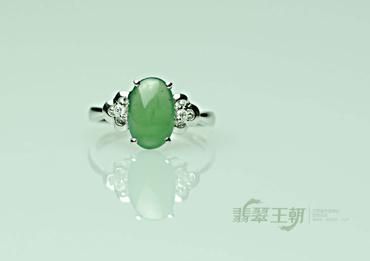 冰种蓝晴水包白金缅甸翡翠戒指