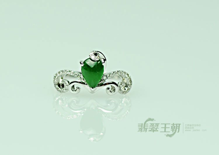 (超值推荐)冰种正阳绿满绿包白金缅甸翡翠戒指