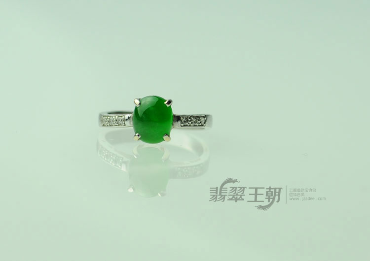 冰玻种正阳绿满绿包白金缅甸翡翠女戒