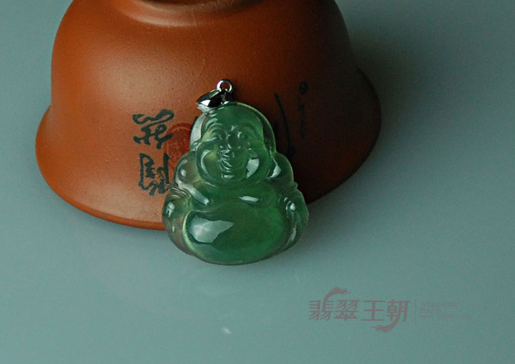 冰种晴水缅甸翡翠玉佛挂件