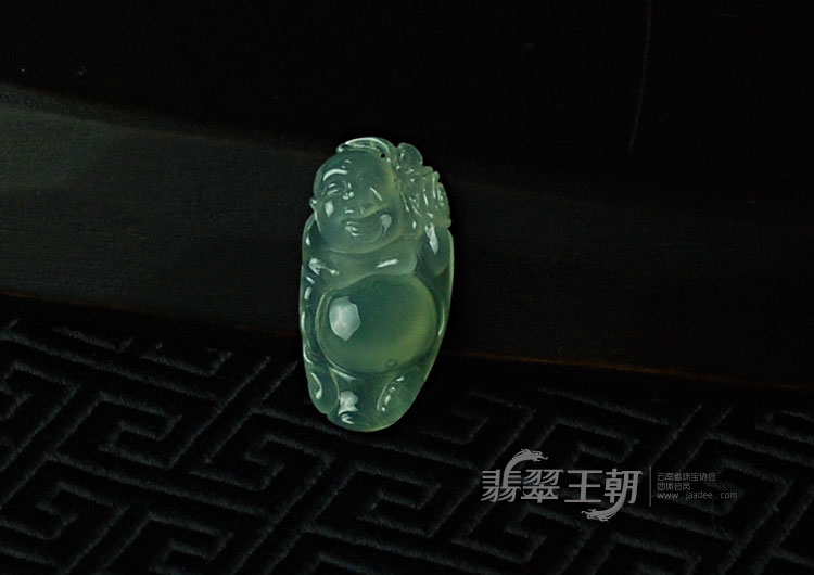冰种晴水缅甸翡翠逍遥佛挂件