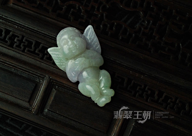 糯冰种紫罗兰缅甸翡翠天使挂件